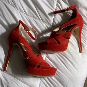 Michael Kors Red Ankle Strap Platform Heel